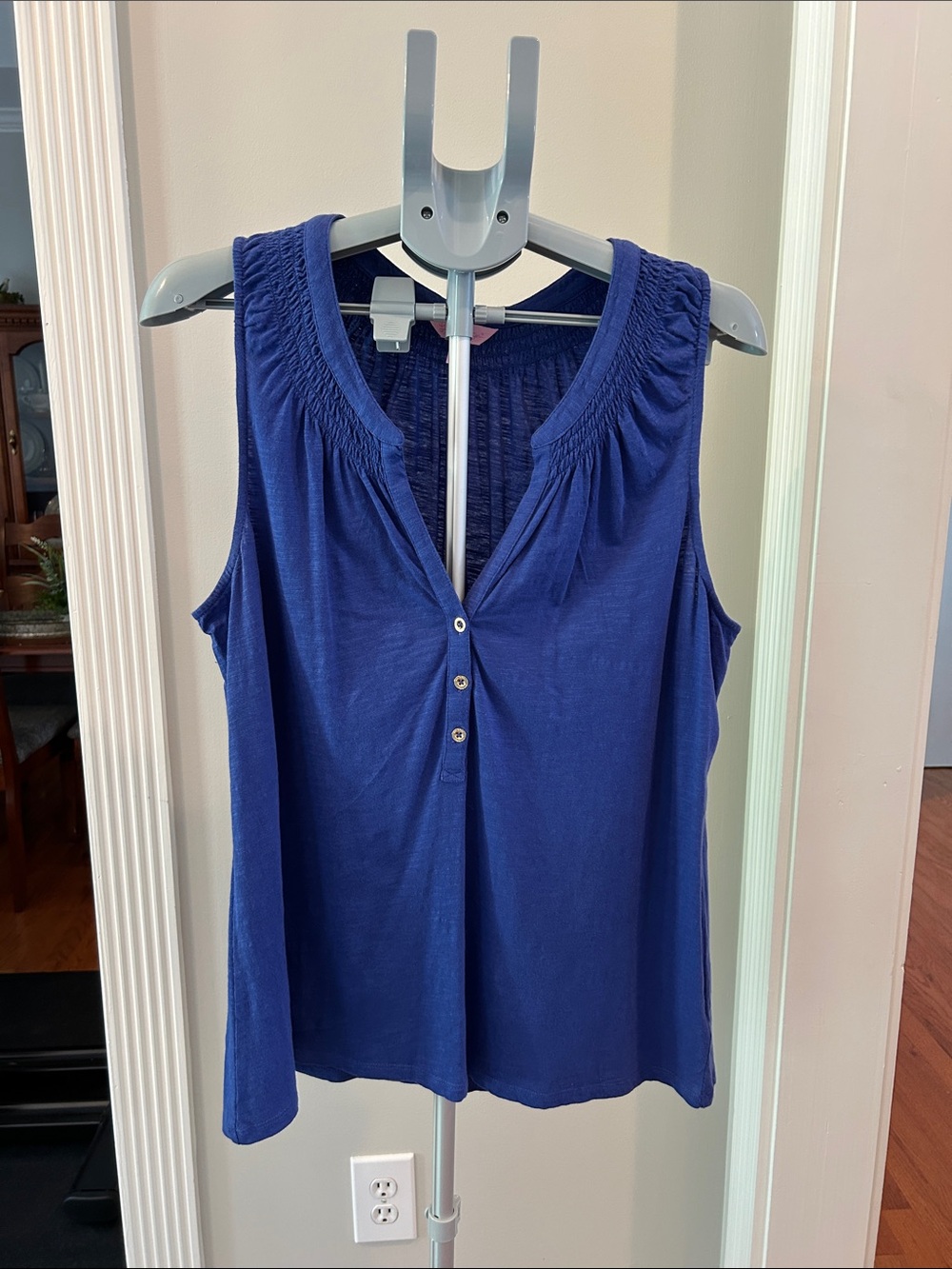 Lilly Pulitzer Smocked V-Neck Tank Top - Royal Blue - Essie Tank